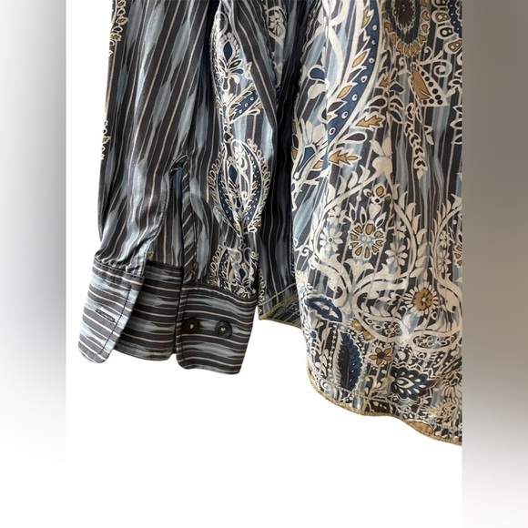 Tommy Bahama Denim Casual Button Down Collared Shirt Blue White Paisley Medium - Picture 4 of 6